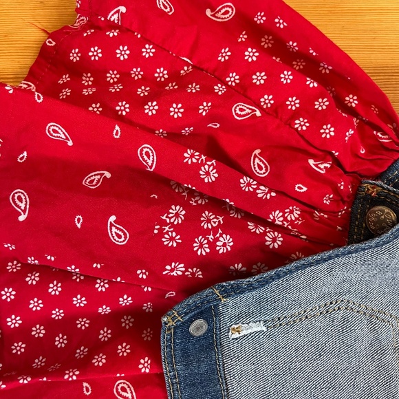 OSHKOSH B'gosh Toddler Sz 12 months Denim Paisley Printed Jumper/Dress - Picture 5 of 9